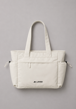 Layer Studio Tote in Stone, front view
