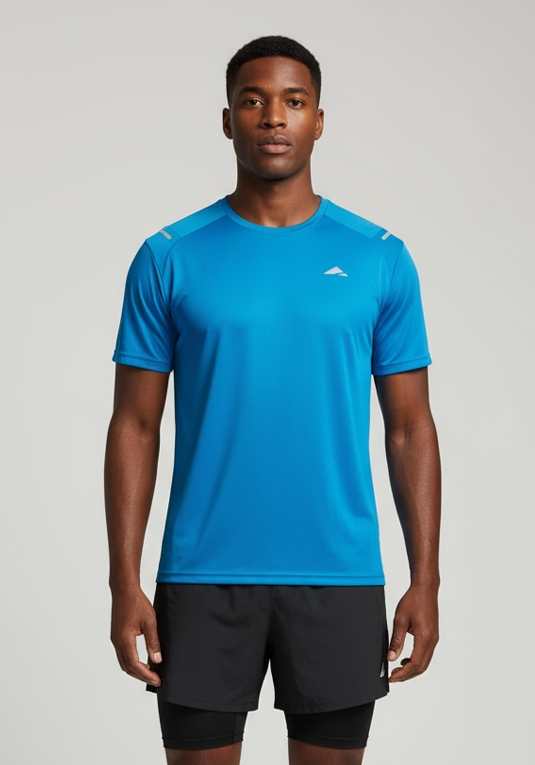 Layer Tempo Running Tee in aqua, front view
