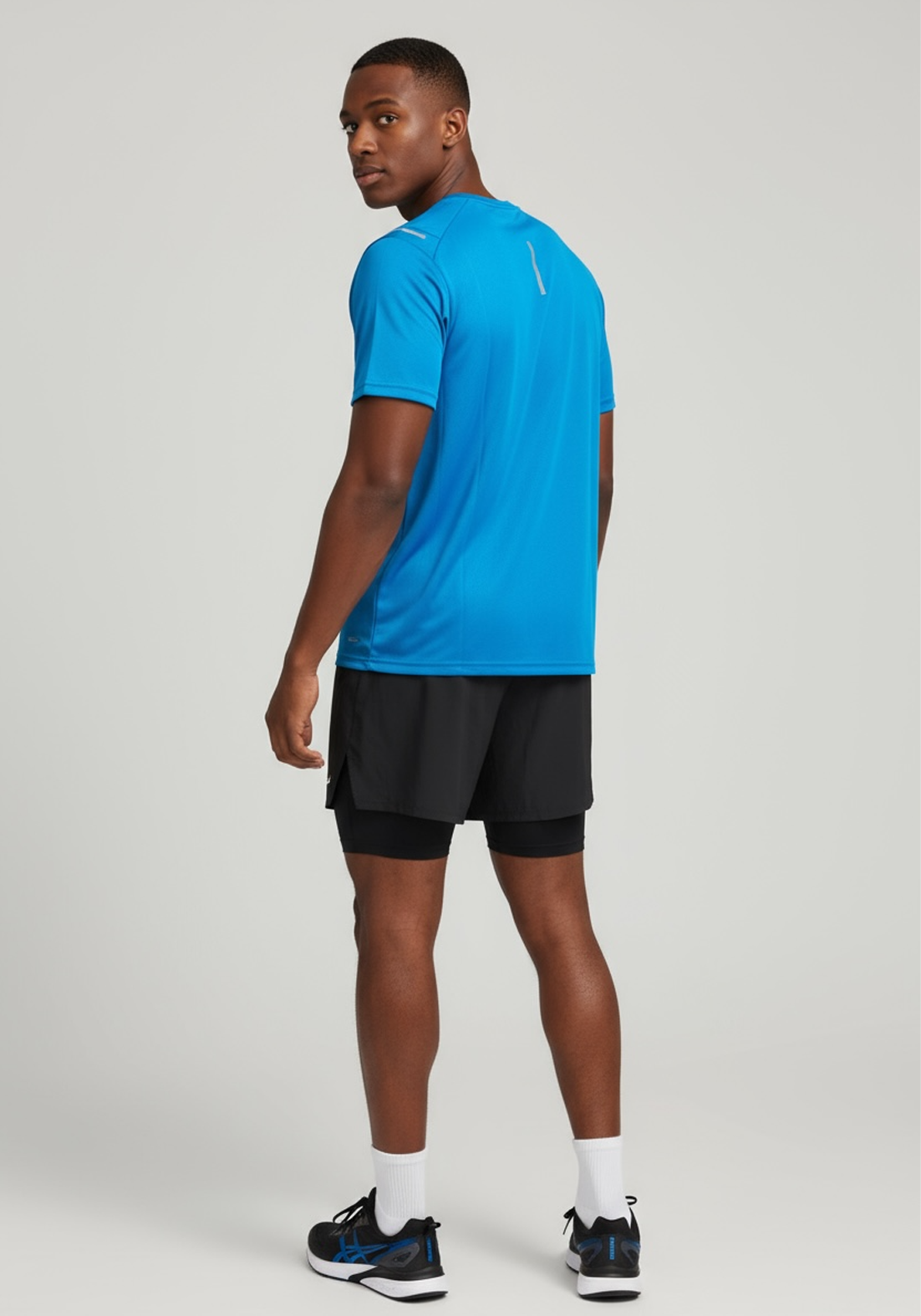 Layer Tempo Running Tee in aqua, back view
