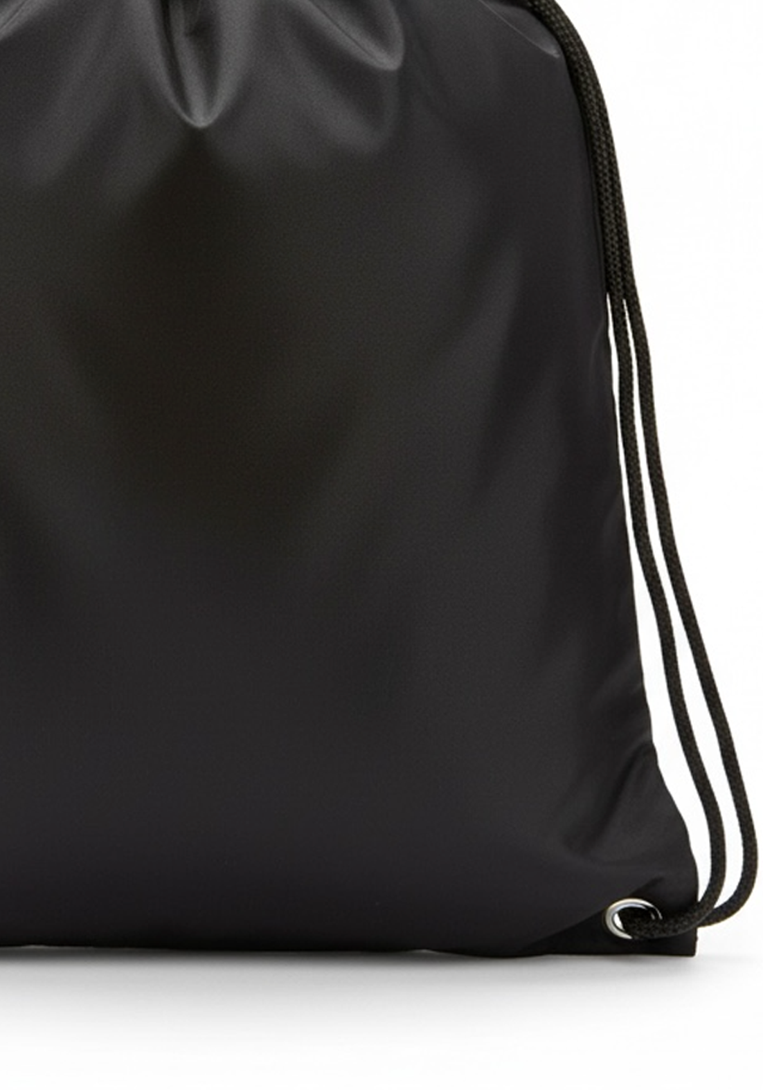 Detail of black drawstring cord and reinforced eyelet on Layer Track Club Kit Bag