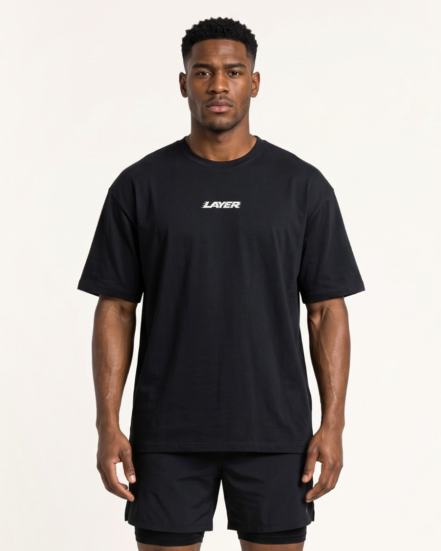 Trackline Oversized Tee - Black