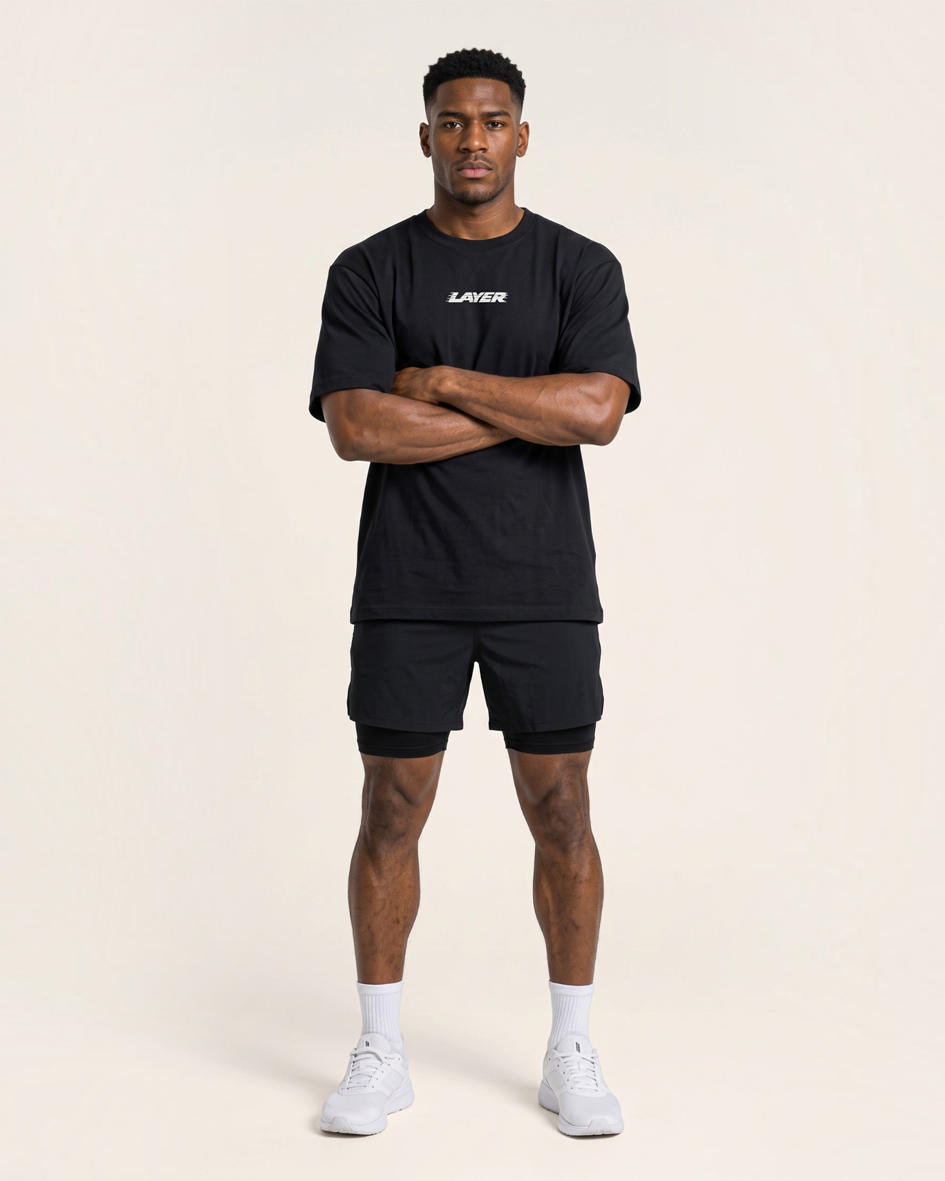 Trackline Oversized Tee - Black