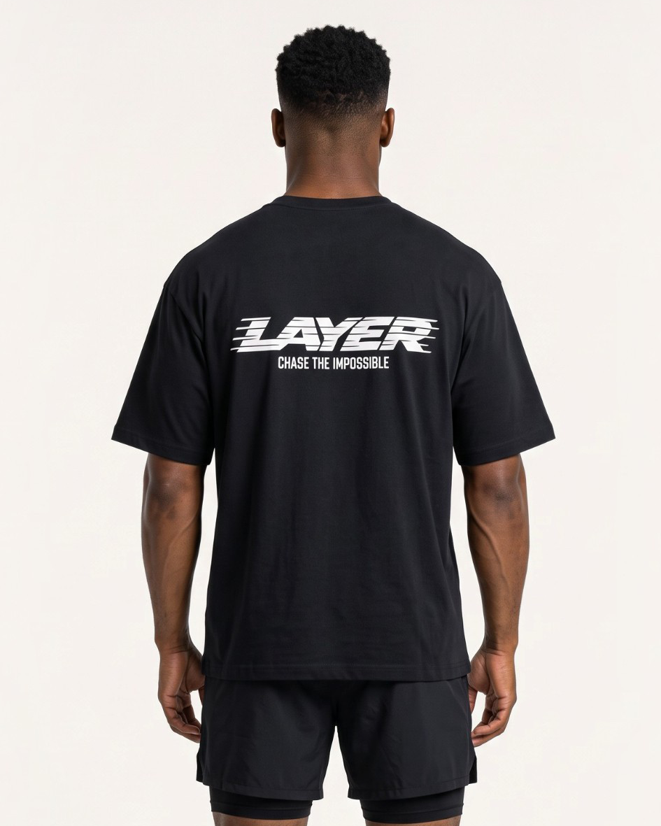 Trackline Oversized Tee - Black
