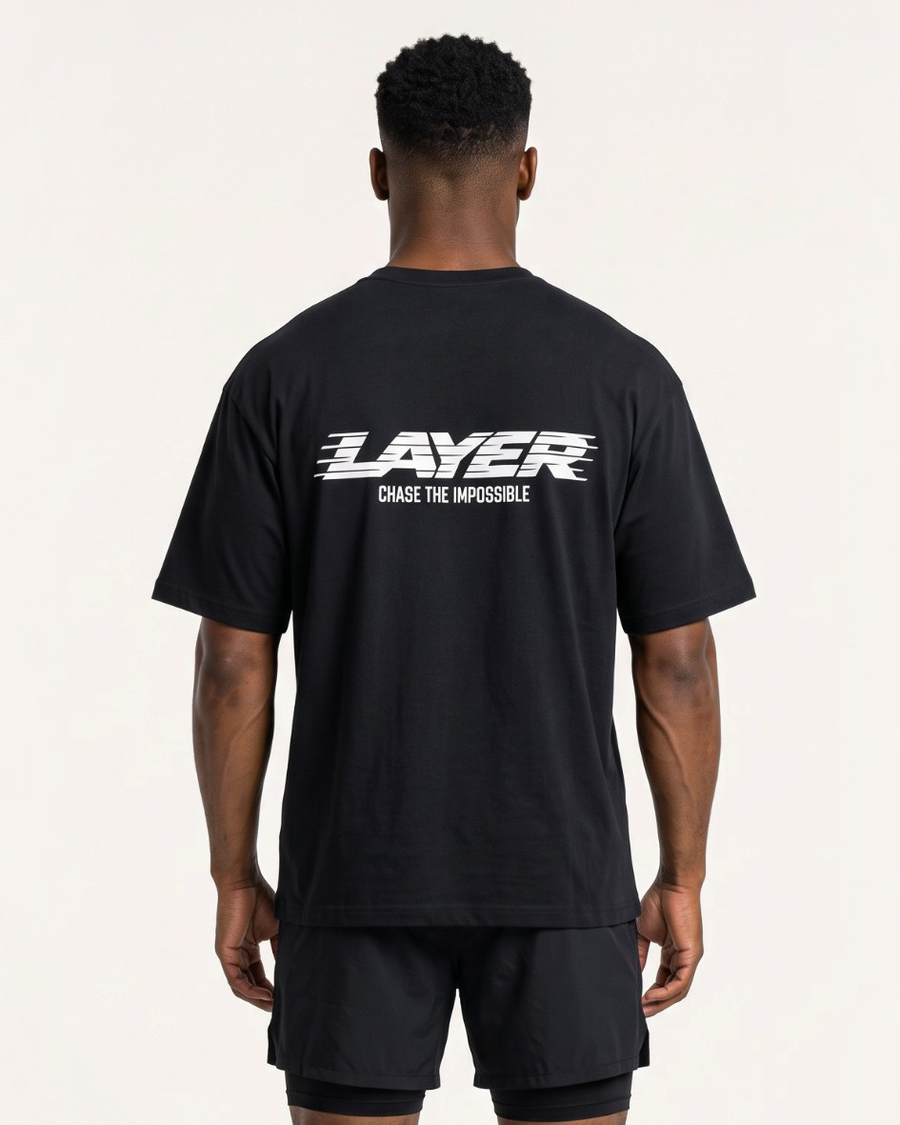Trackline Oversized Tee - Black