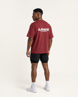 Trackline Oversized Tee - Deep Red
