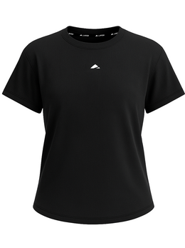 Layer Women's Vento running tee in black, detail view
