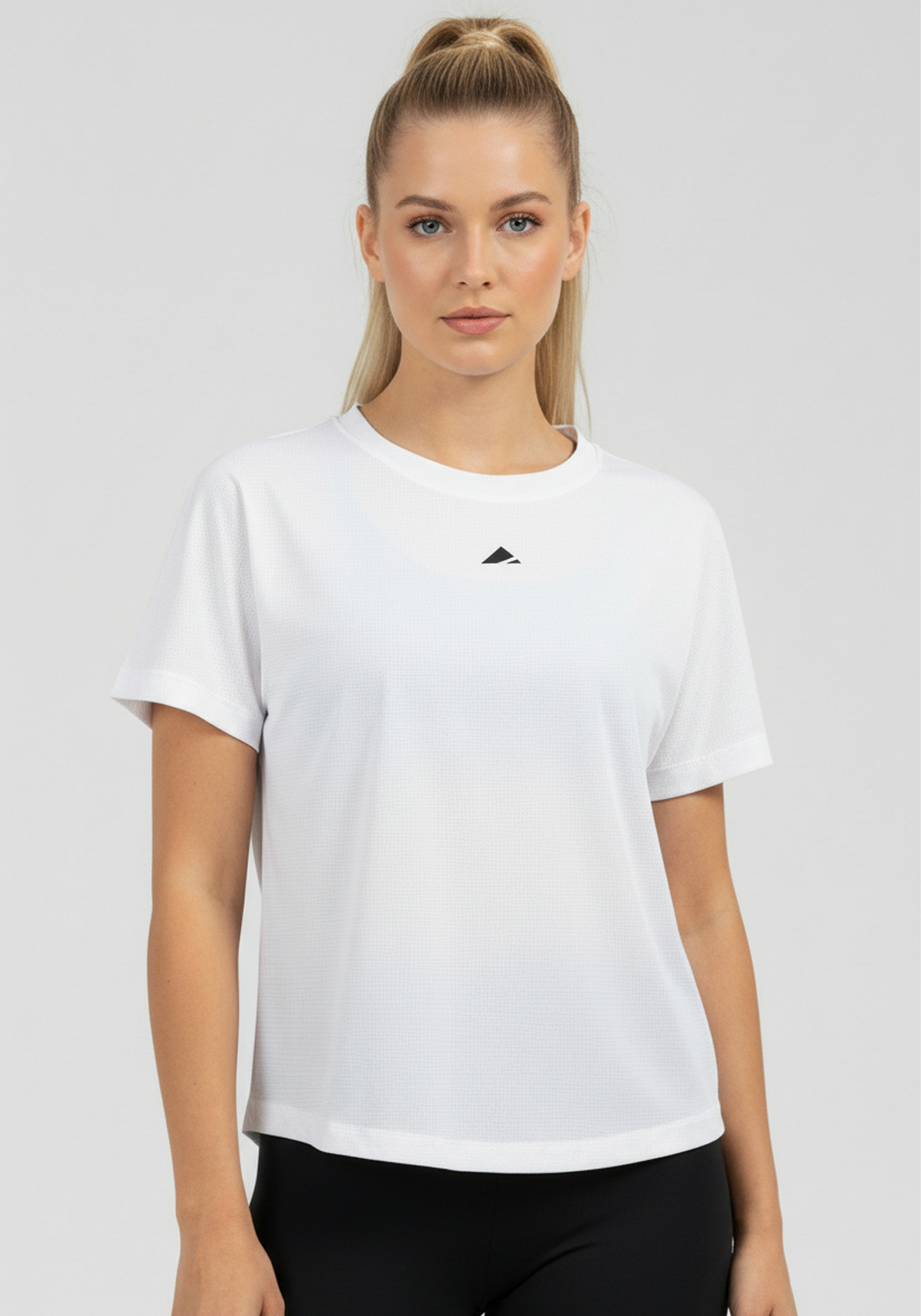 Layer Women's Vento running tee in white, front view
