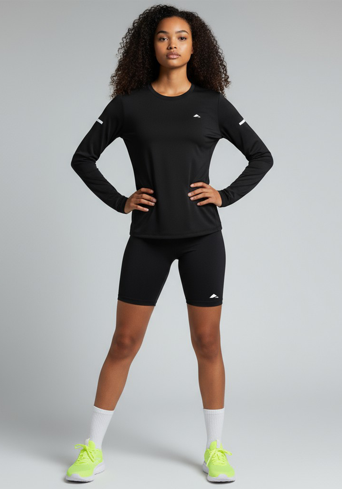 Layer Women’s For The Run Long Sleeve Tee in black – lightweight performance top designed for running and endurance training