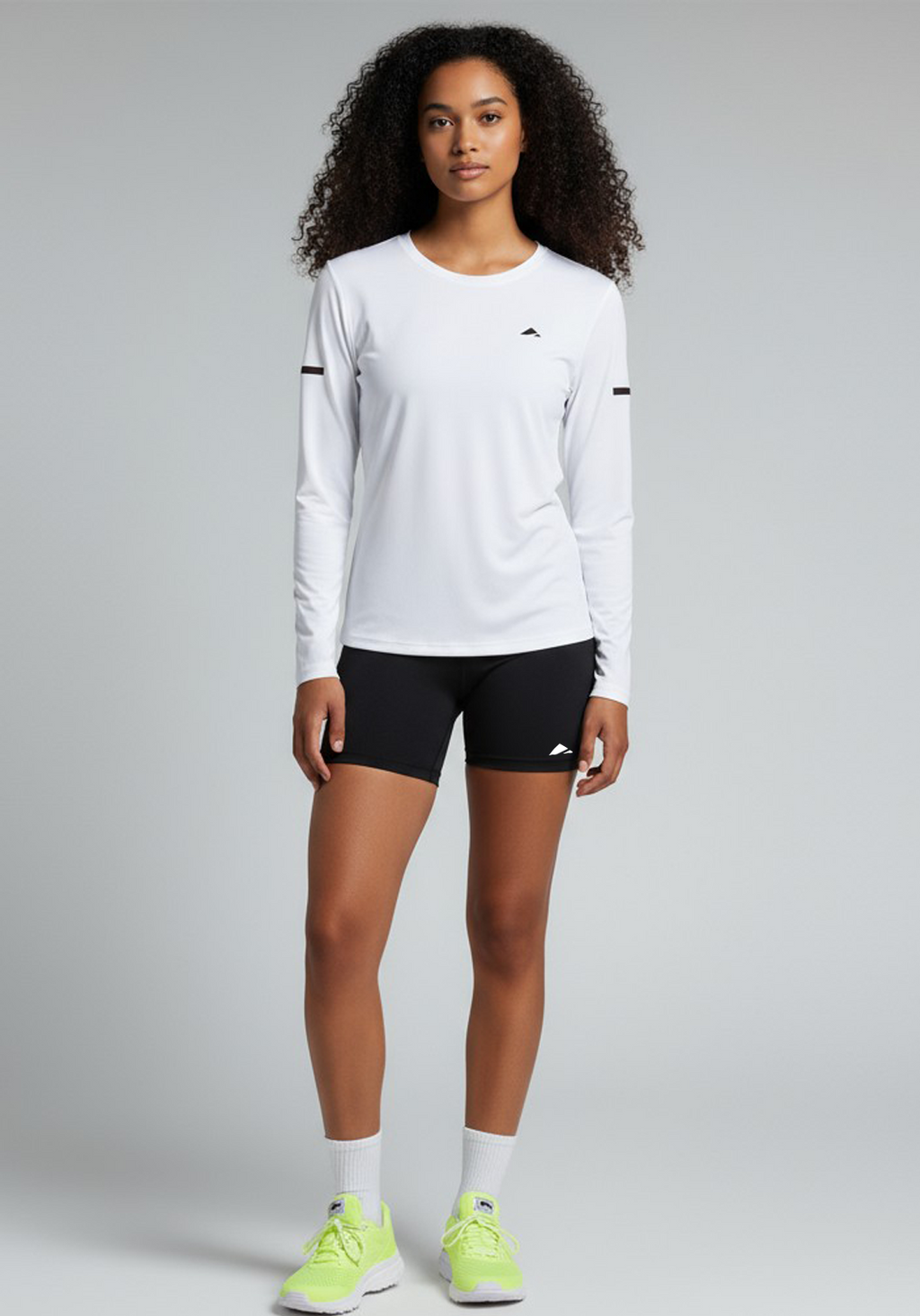 Layer Women’s For The Run Long Sleeve Tee in white – high-performance long sleeve top made for comfort and movement