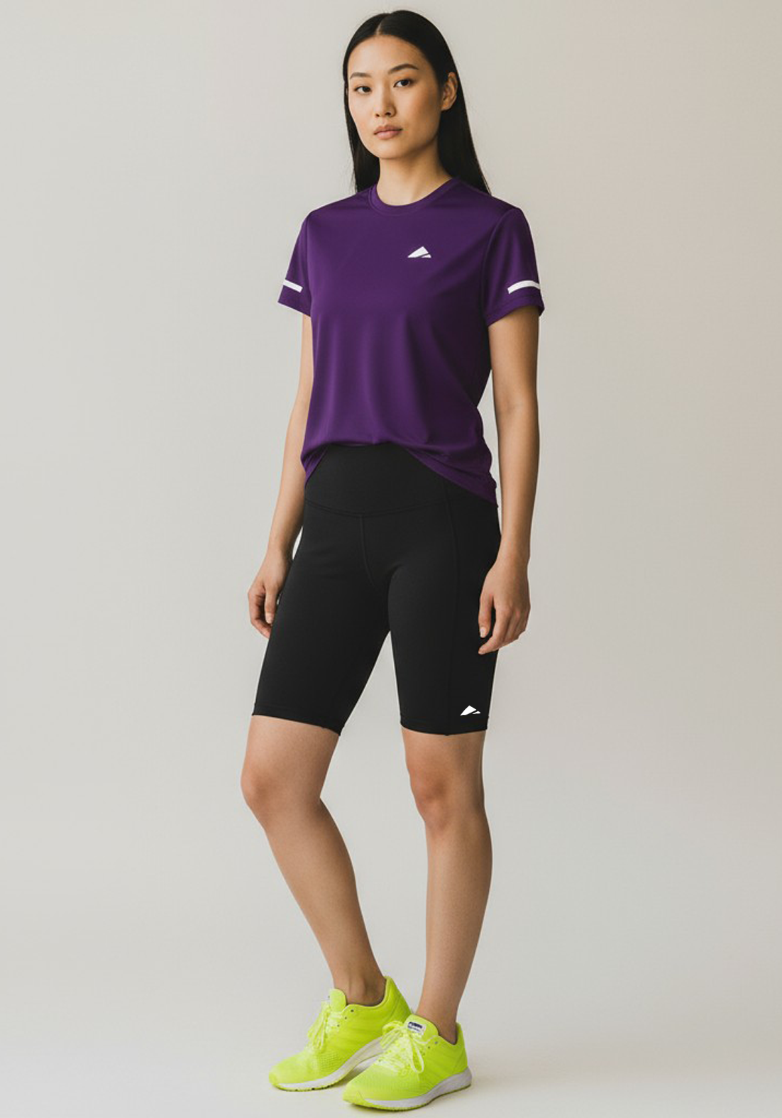Layer Women’s For The Run Tee in purple – alternate on-model front view showing lightweight athletic fit